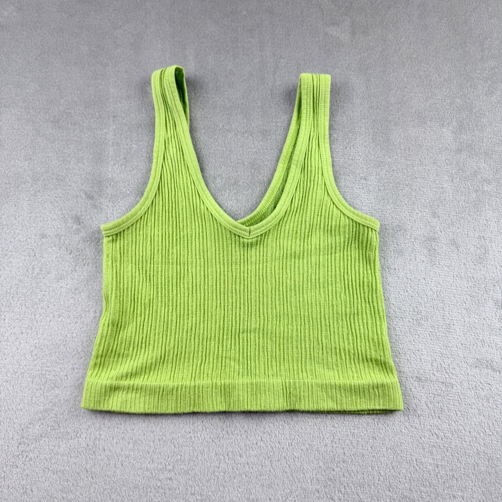 Out From‎ Under Urban Outfitters Women's Small Green Ribbed V-Neck Crop Tank Top